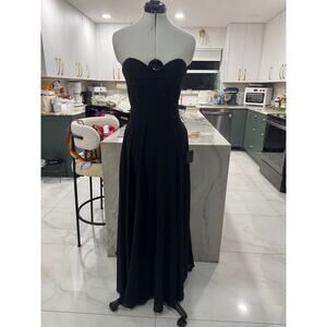 Lulus Remember This Moment Black Rhinestone Strapless maxi dress
